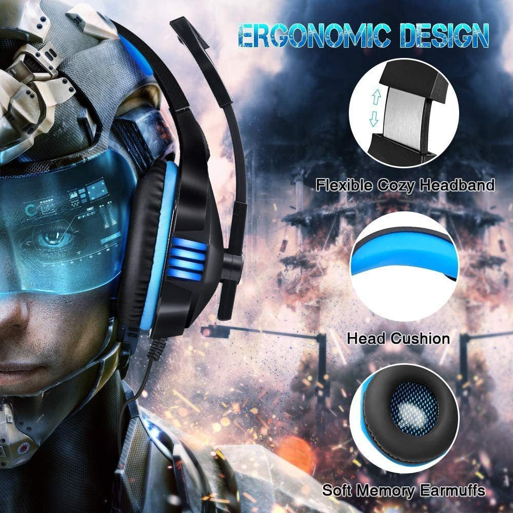RGB Gaming Headphones — Wired Over-Ear Headset with Subwoofer Bass