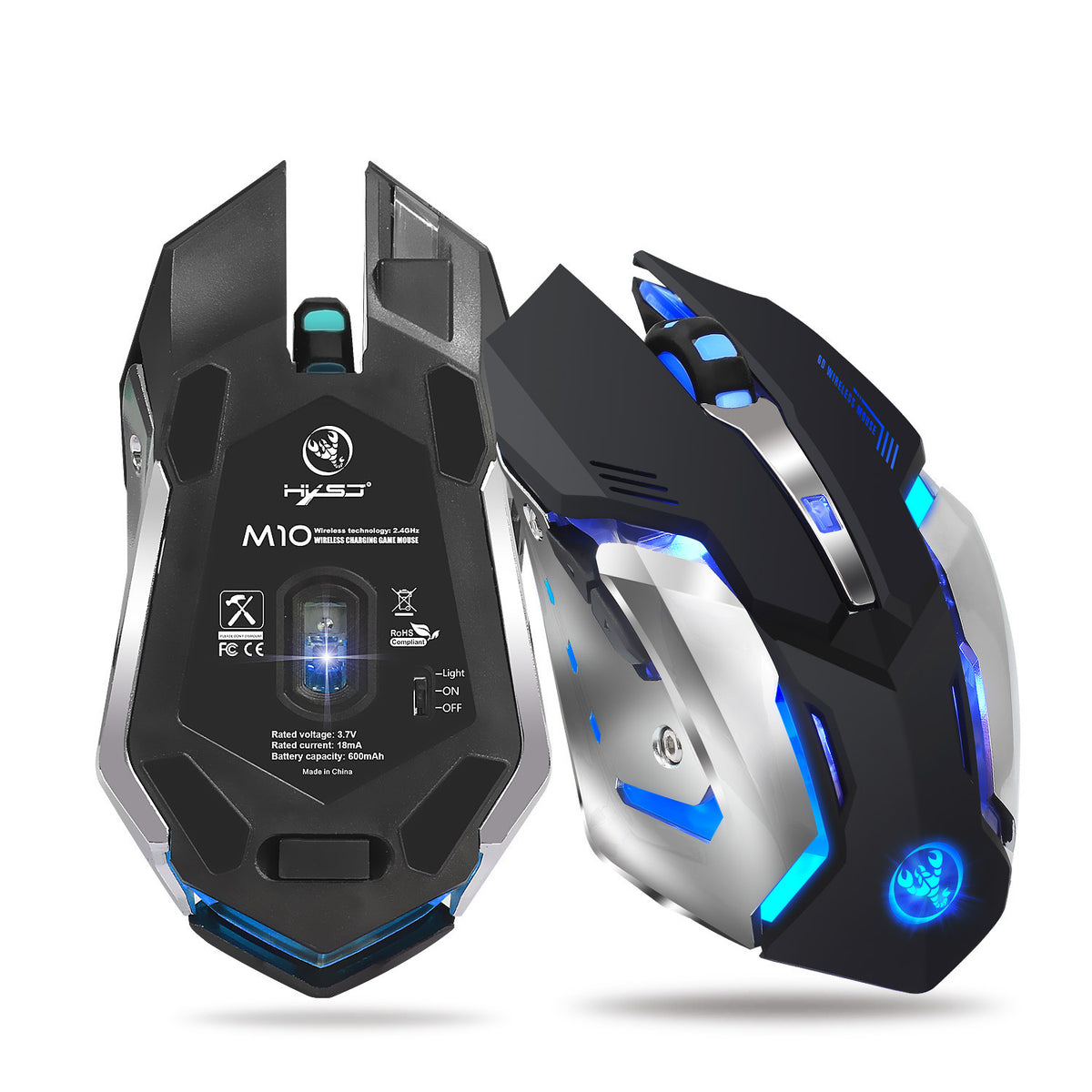 Wireless Rechargeable RGB Gaming Mouse — 2.4G Silent Mouse with 600mAh Battery