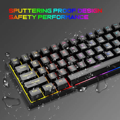 61-Key Wired Mechanical Keyboard — Blue Switch, Pudding Keycaps & RGB Backlight
