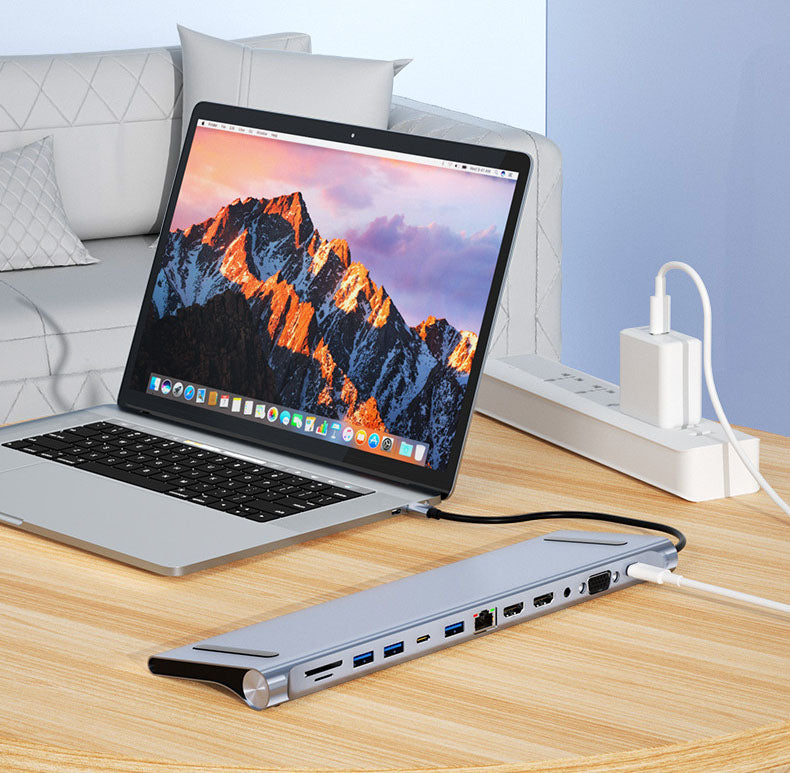 12-in-1 USB-C Docking Station — Dual HDMI MST Multi-Monitor Hub