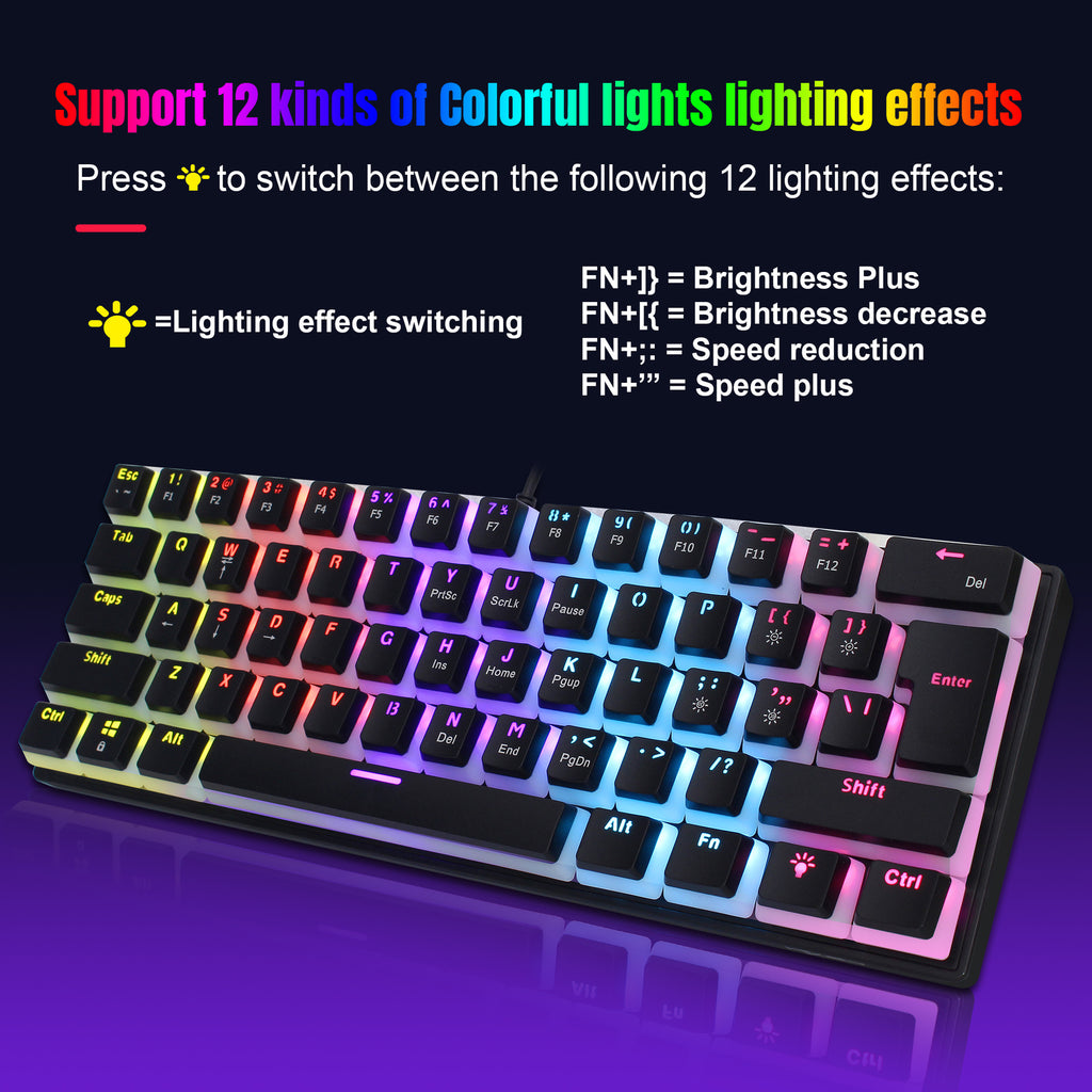 HXSJ 61-Key Wired Mechanical Keyboard — Blue Switch, Pudding Keycaps & RGB