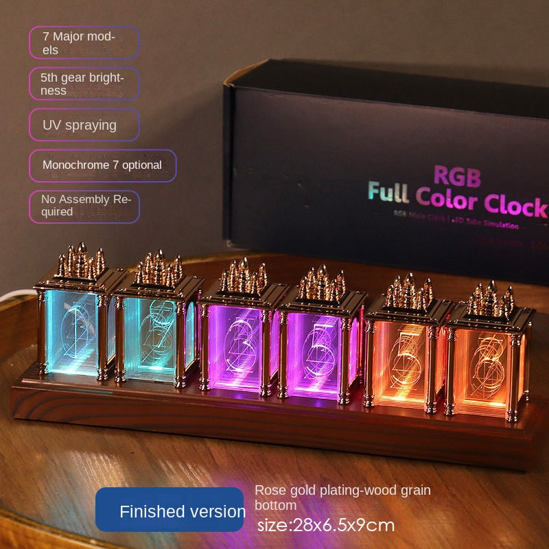 Stylish Desktop Decor RGB Nixie Tube Clock for Gaming Room DIY Glow Tube Clock