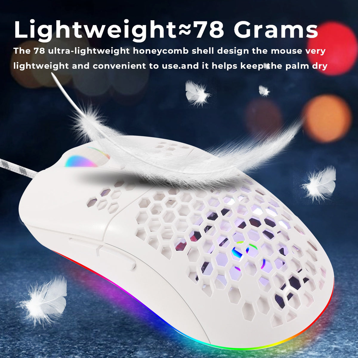 Cave USB-C RGB Wired Gaming Mouse — Macro Programming & 6-Key Layout