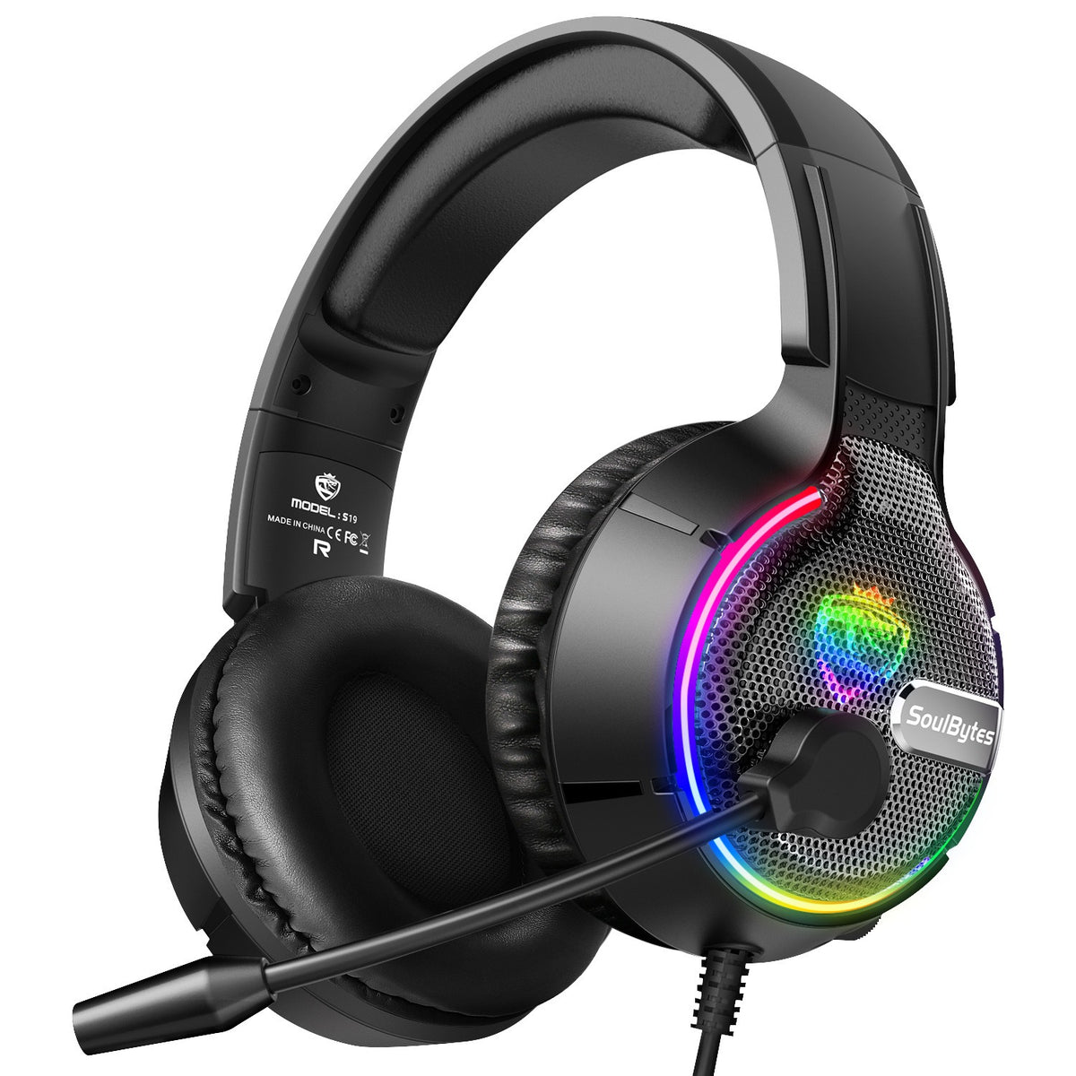 Soulbytes S19 Wired RGB Gaming Headset — Surround Sound for PC & Console