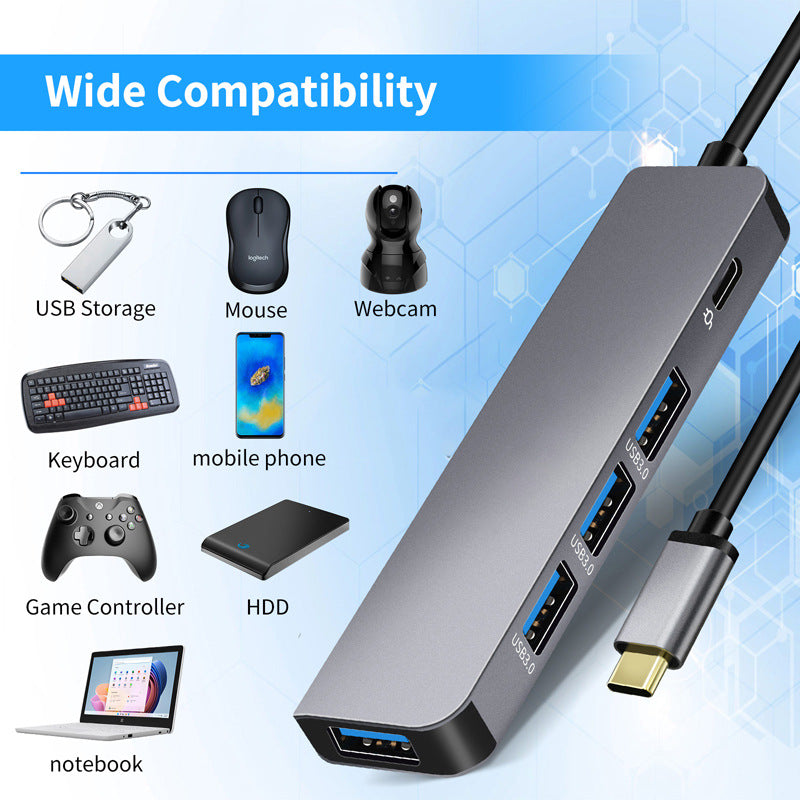 USB-C Hub — Multi-Port Expander with USB 3.0 & PD 100W Charging