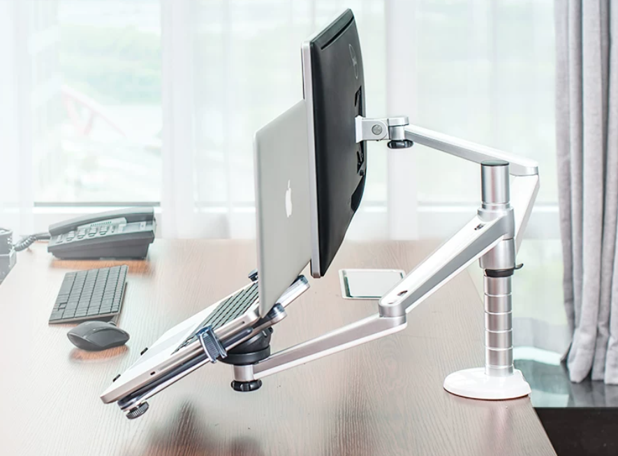 Dual Monitor Arm Stand — Aluminum Adjustable Desktop Mount for Two Screens