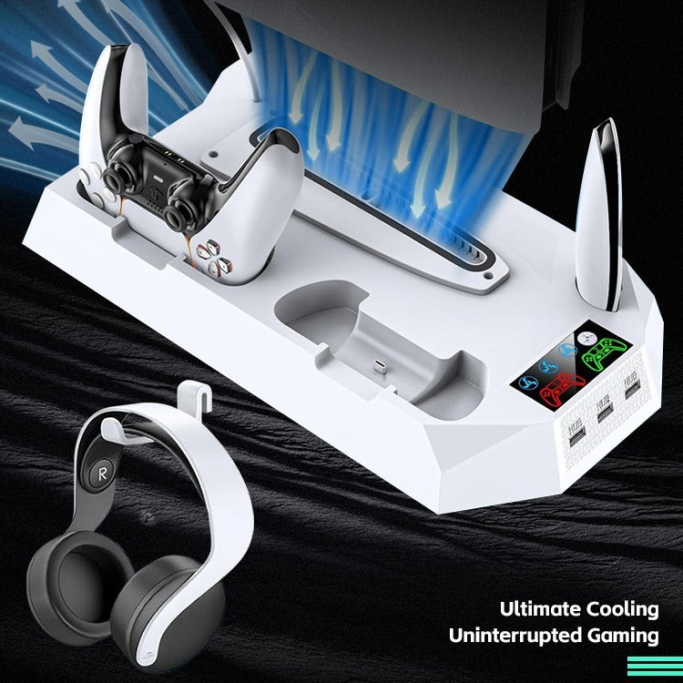 PS5 Slim & PS5 Cooling Stand — Universal Charging & Display Base