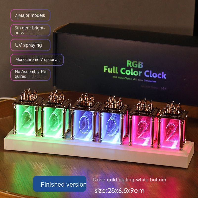 Stylish Desktop Decor RGB Nixie Tube Clock for Gaming Room DIY Glow Tube Clock