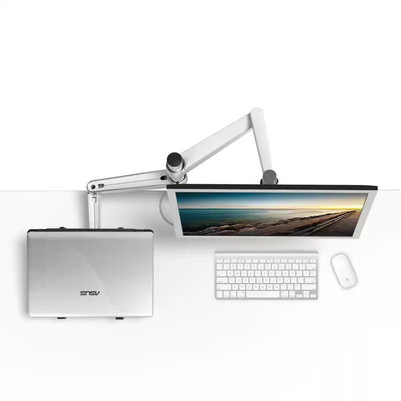 Dual Monitor Arm Stand — Aluminum Adjustable Desktop Mount for Two Screens