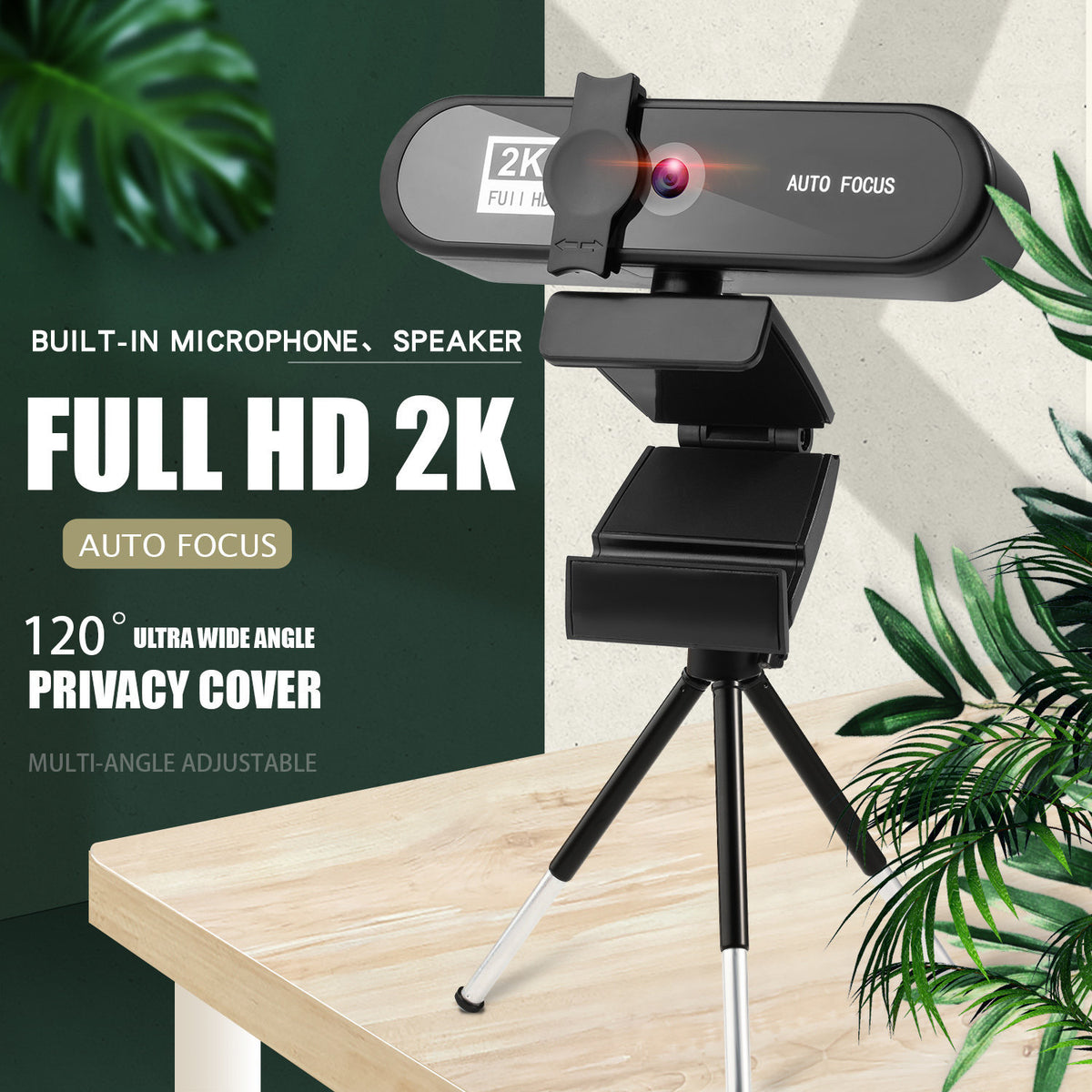 4K Auto Focus Webcam — 1080p/2K/8K USB Streaming Camera for PC & Live Streaming