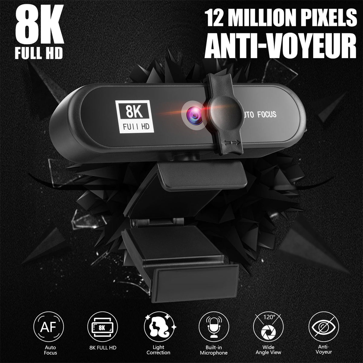 4K Auto Focus Webcam — 1080p/2K/8K USB Streaming Camera for PC & Live Streaming