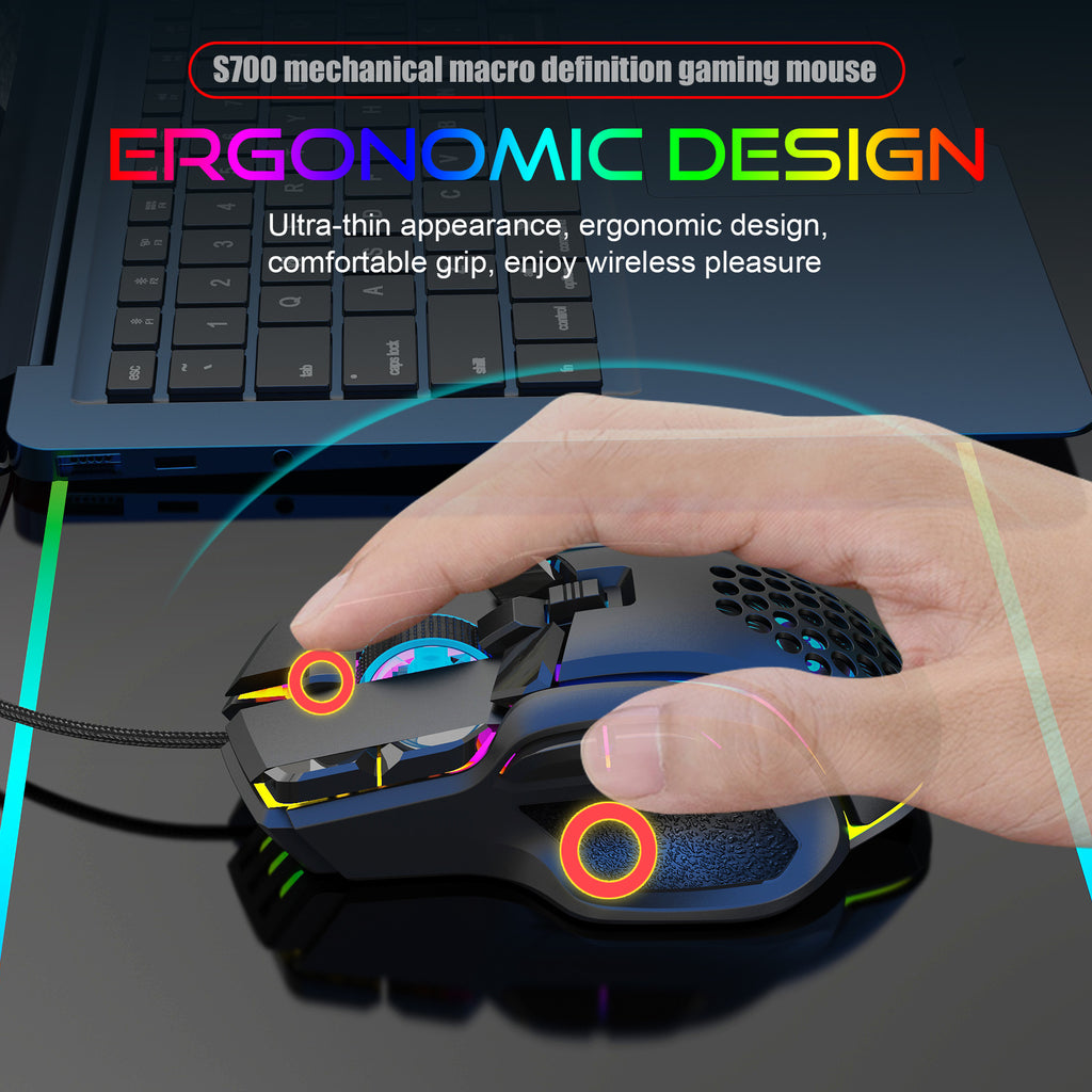 RGB Gaming Mouse — 12800 DPI Adjustable, Macro Programming & Mechanical Buttons