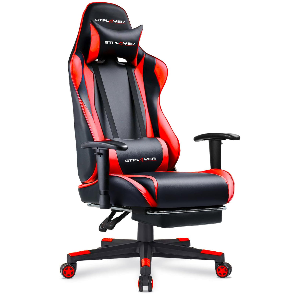 GTPLAYER Gaming Chair with Footrest, Ergonomic Computer Game Desk Chair, Reclining Gamer Chair Seat Height Adjustment, Swivel Rocker with Headrest and Lumbar (Blue)