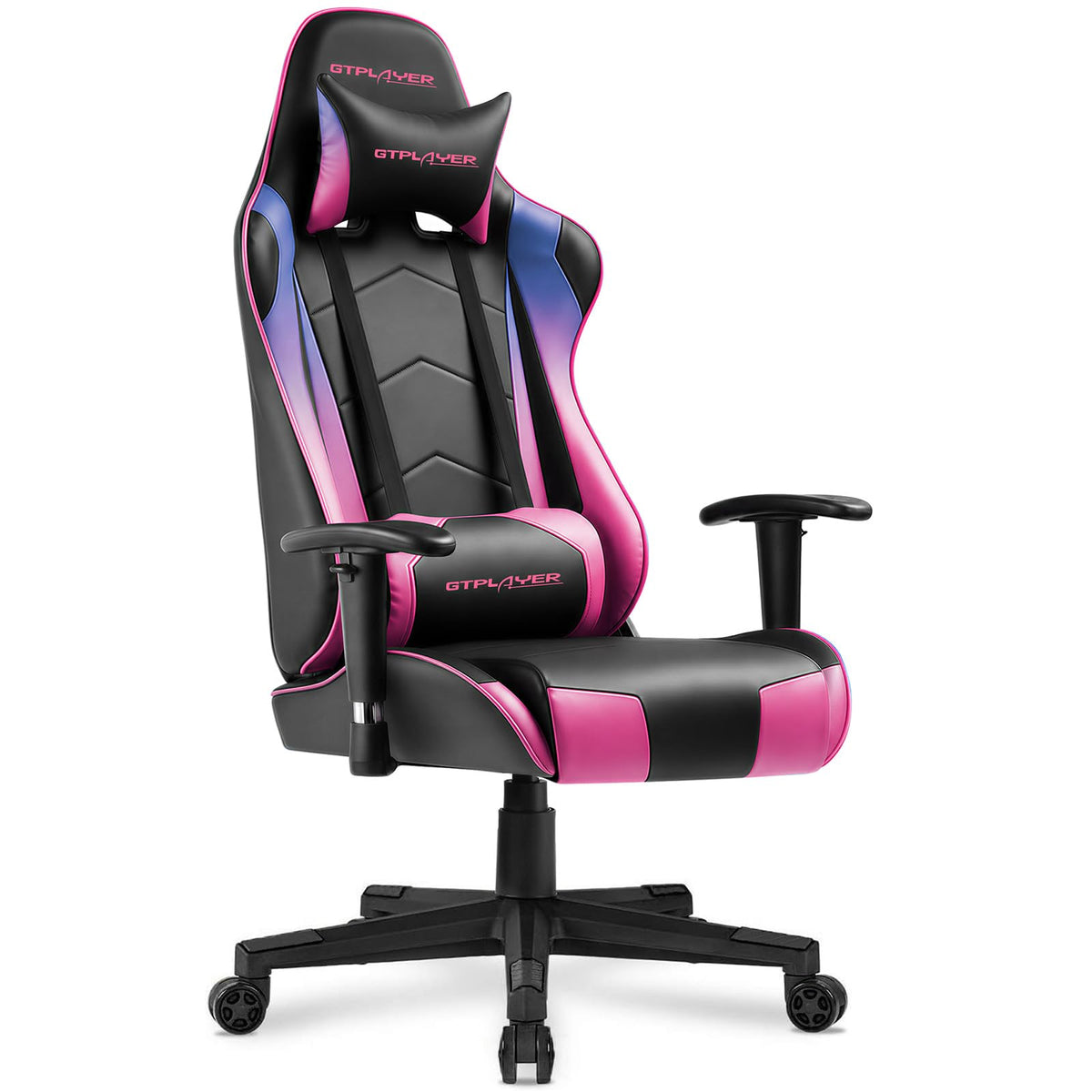 GTPLAYER Gaming Chair with Footrest, Ergonomic Computer Game Desk Chair, Reclining Gamer Chair Seat Height Adjustment, Swivel Rocker with Headrest and Lumbar (Blue)