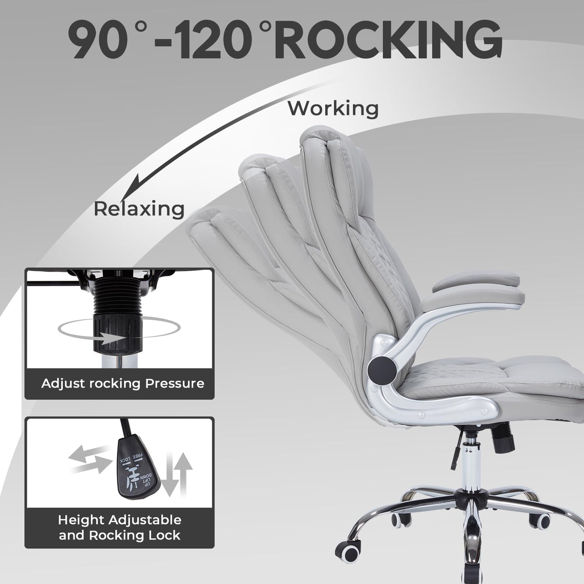 400lbs Executive Office Chair with Flip-Up Armrests, Big and Tall Computer Chair for Heavy People, Heavy Duty Ergonomic Comfy Chair, Breathable PU Leather (Pink)