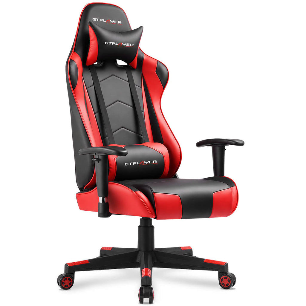 GTPLAYER Gaming Chair with Footrest, Ergonomic Computer Game Desk Chair, Reclining Gamer Chair Seat Height Adjustment, Swivel Rocker with Headrest and Lumbar (Blue)