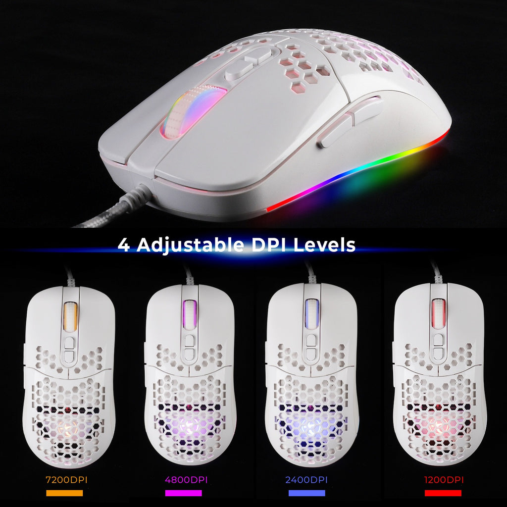 Cave USB-C RGB Wired Gaming Mouse — Macro Programming & 6-Key Layout