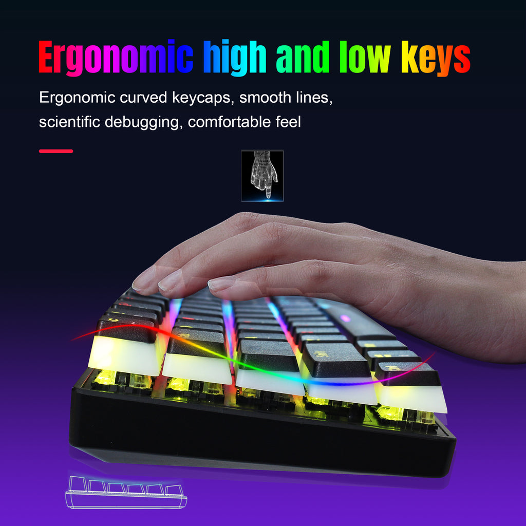 HXSJ 61-Key Wired Mechanical Keyboard — Blue Switch, Pudding Keycaps & RGB