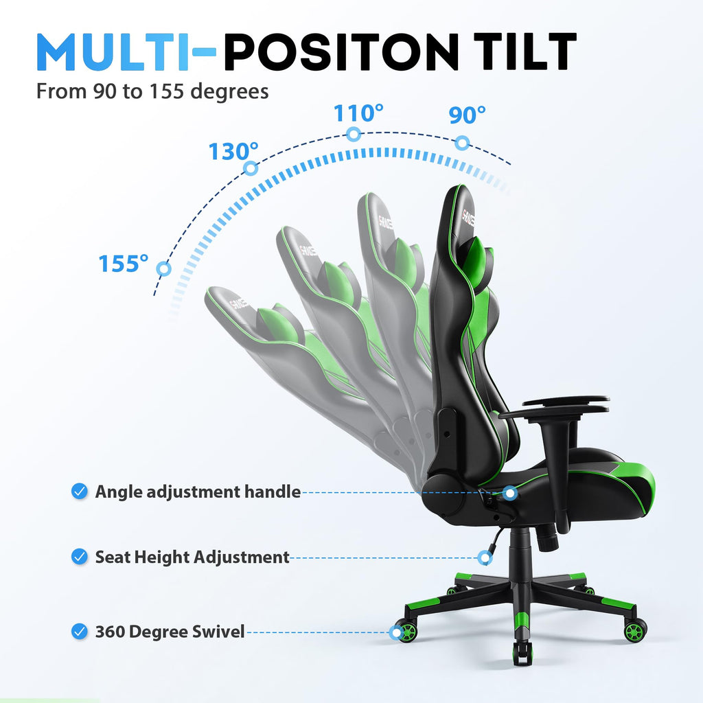 Homall Gaming Chair, Ergonomic Faux Leather High Back Office Chair, White