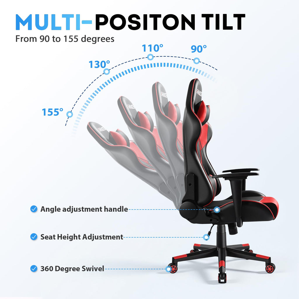 Homall Gaming Chair, Ergonomic Faux Leather High Back Office Chair, White