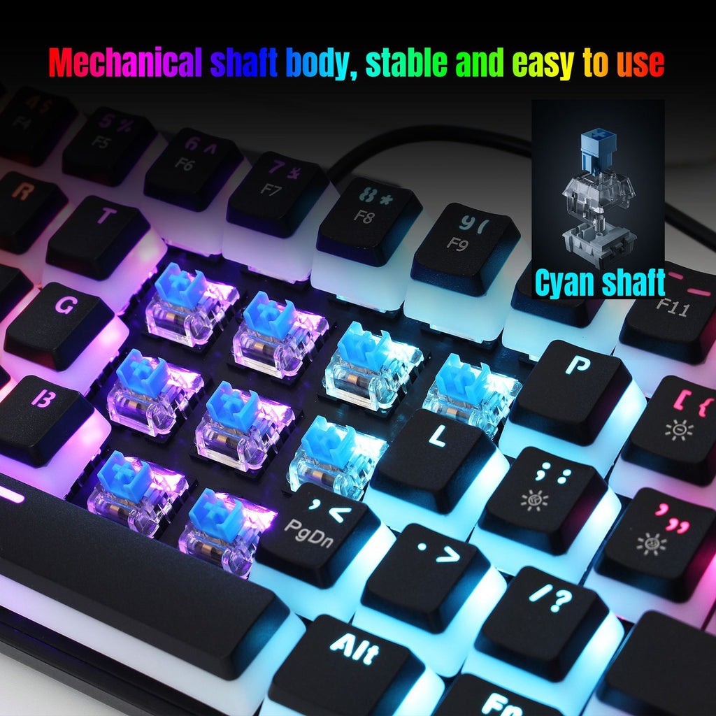 HXSJ 61-Key Wired Mechanical Keyboard — Blue Switch, Pudding Keycaps & RGB