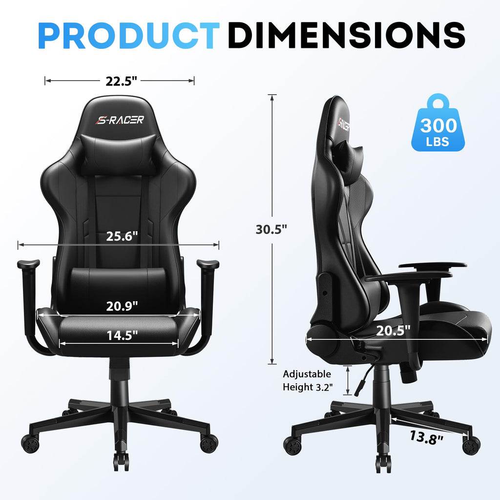 Homall Gaming Chair, Ergonomic Faux Leather High Back Office Chair, White