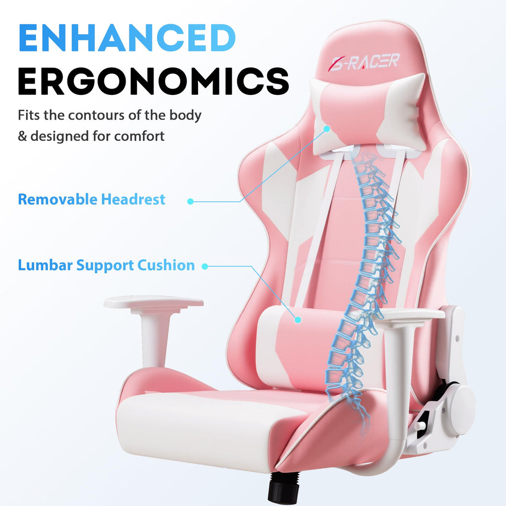 Homall Gaming Chair, Ergonomic Faux Leather High Back Office Chair, White