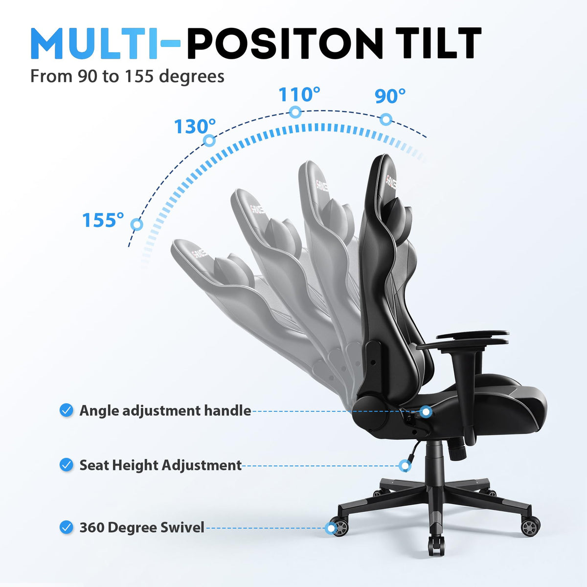 Homall Gaming Chair, Ergonomic Faux Leather High Back Office Chair, White