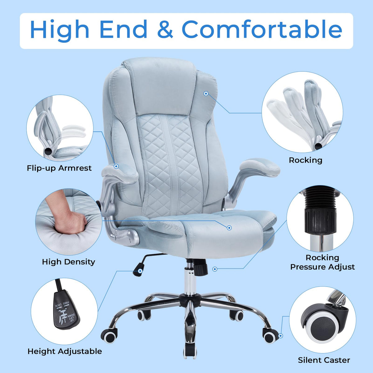 400lbs Executive Office Chair with Flip-Up Armrests, Big and Tall Computer Chair for Heavy People, Heavy Duty Ergonomic Comfy Chair, Breathable PU Leather (Pink)