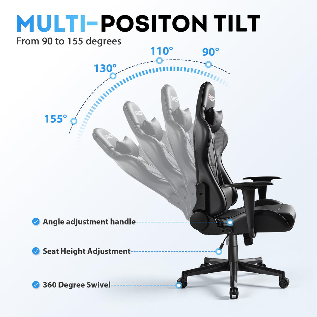 Homall Gaming Chair, Ergonomic Faux Leather High Back Office Chair, White