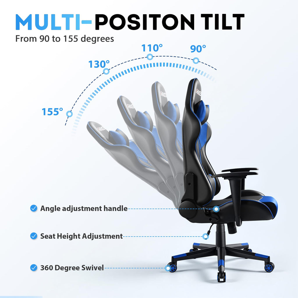 Homall Gaming Chair, Ergonomic Faux Leather High Back Office Chair, White