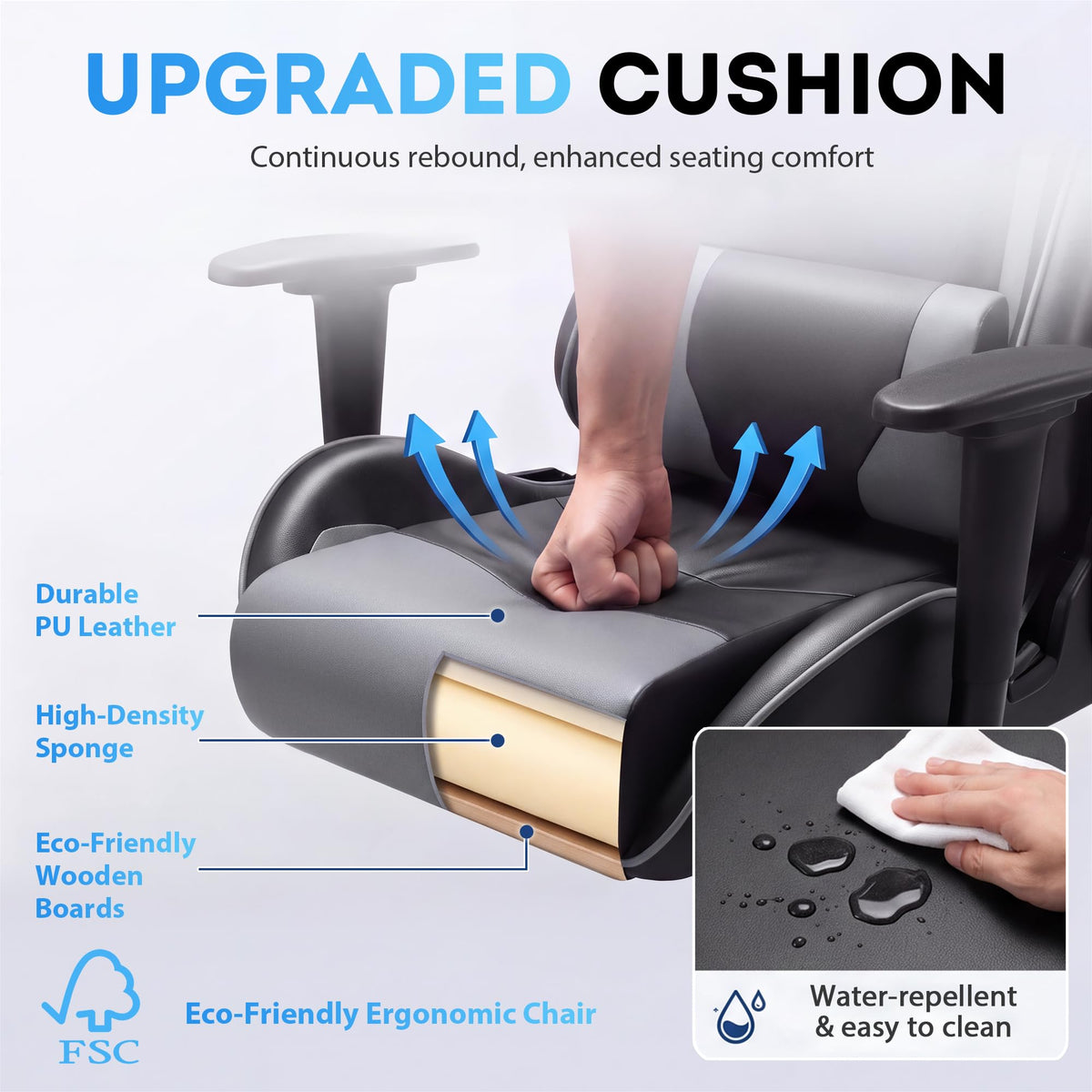 Homall Gaming Chair, Ergonomic Faux Leather High Back Office Chair, White