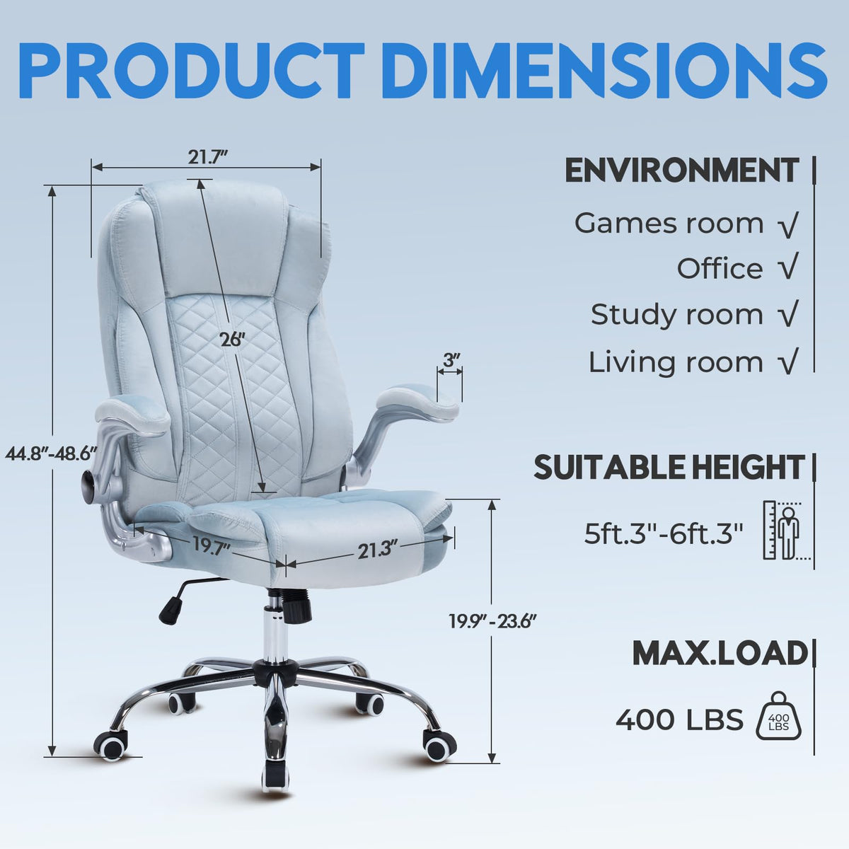 400lbs Executive Office Chair with Flip-Up Armrests, Big and Tall Computer Chair for Heavy People, Heavy Duty Ergonomic Comfy Chair, Breathable PU Leather (Pink)