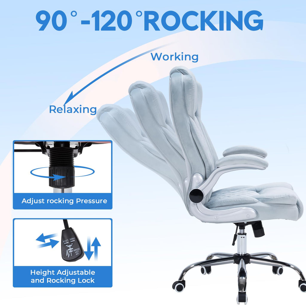 400lbs Executive Office Chair with Flip-Up Armrests, Big and Tall Computer Chair for Heavy People, Heavy Duty Ergonomic Comfy Chair, Breathable PU Leather (Pink)