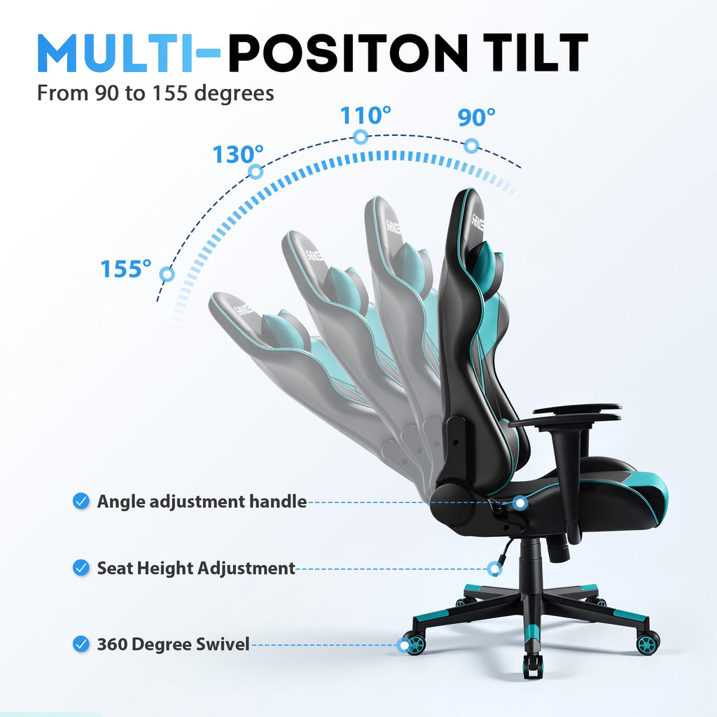 Homall Gaming Chair, Ergonomic Faux Leather High Back Office Chair, White