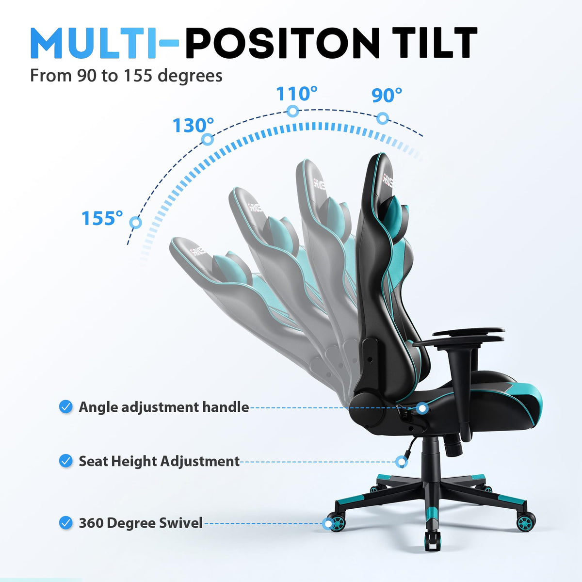 Homall Gaming Chair, Ergonomic Faux Leather High Back Office Chair, White