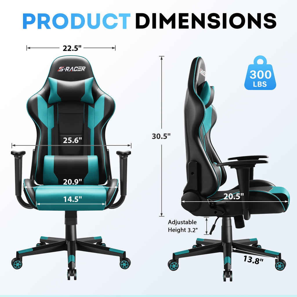 Homall Gaming Chair, Ergonomic Faux Leather High Back Office Chair, White