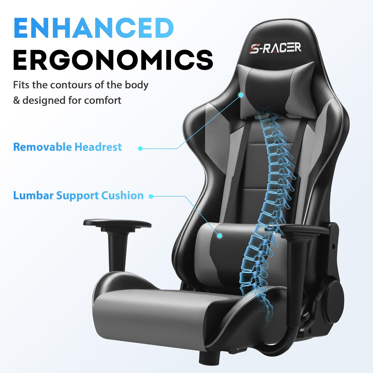 Homall Gaming Chair, Ergonomic Faux Leather High Back Office Chair, White