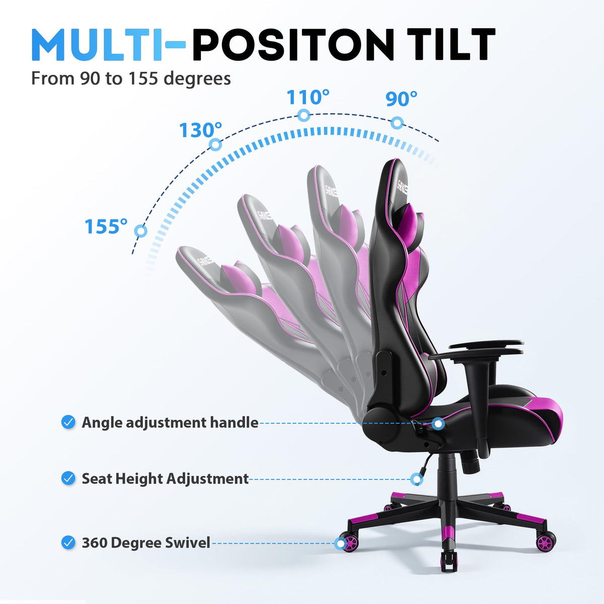 Homall Gaming Chair, Ergonomic Faux Leather High Back Office Chair, White