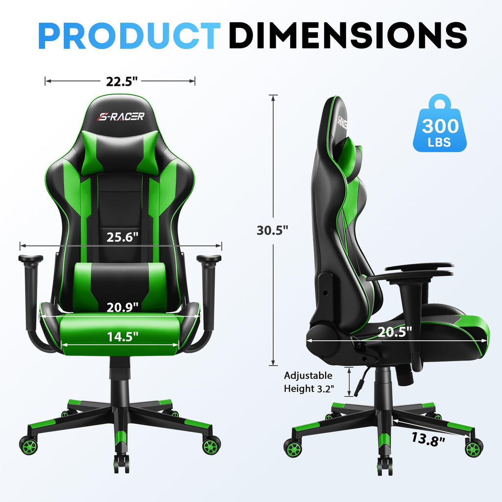 Homall Gaming Chair, Ergonomic Faux Leather High Back Office Chair, White