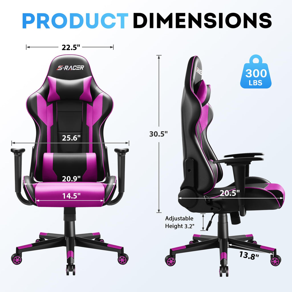 Homall Gaming Chair, Ergonomic Faux Leather High Back Office Chair, White