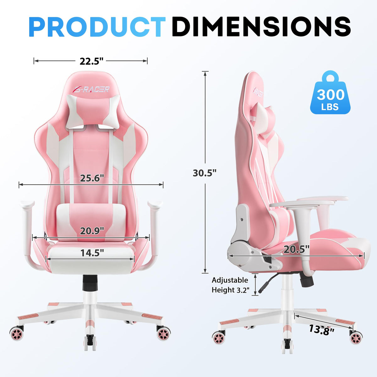 Homall Gaming Chair, Ergonomic Faux Leather High Back Office Chair, White