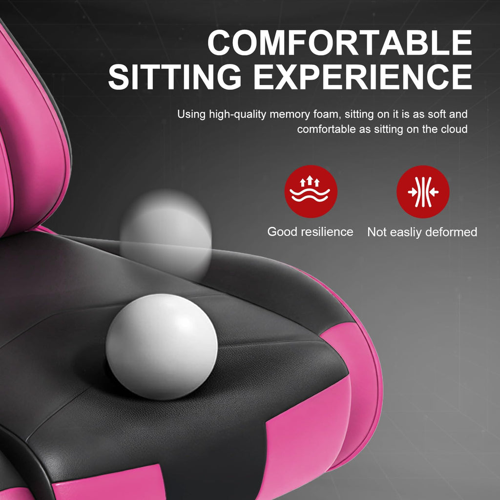 GTPLAYER Gaming Chair with Footrest, Ergonomic Computer Game Desk Chair, Reclining Gamer Chair Seat Height Adjustment, Swivel Rocker with Headrest and Lumbar (Blue)