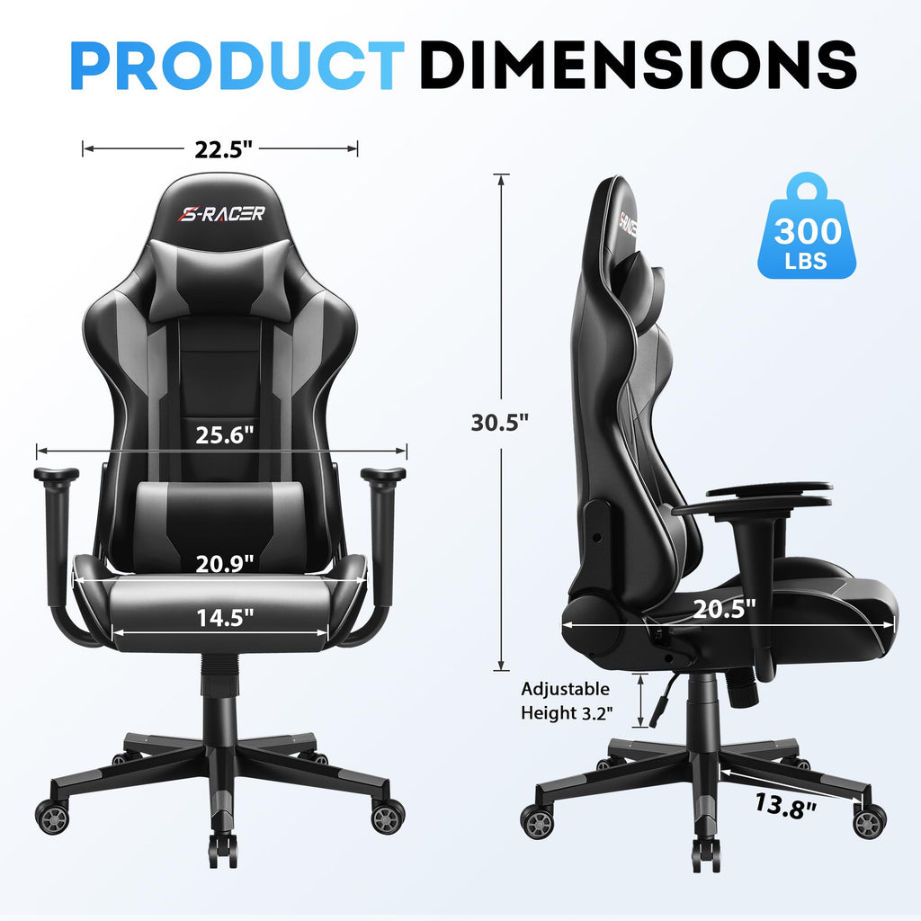 Homall Gaming Chair, Ergonomic Faux Leather High Back Office Chair, White
