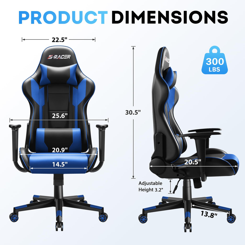 Homall Gaming Chair, Ergonomic Faux Leather High Back Office Chair, White
