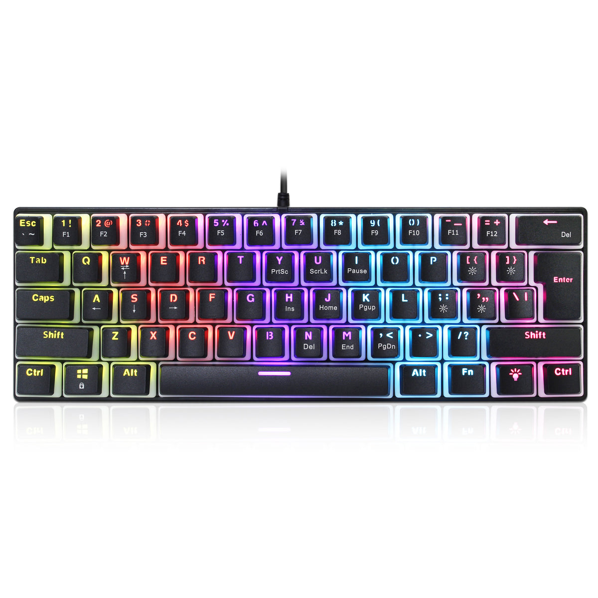 HXSJ 61-Key Wired Mechanical Keyboard — Blue Switch, Pudding Keycaps & RGB