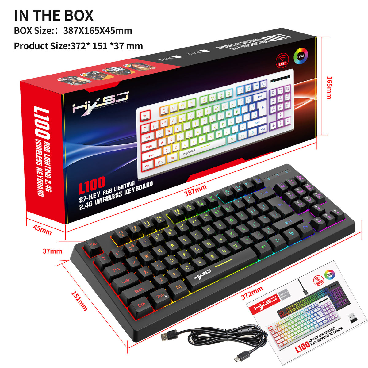 87-Key Wireless RGB Keyboard — Compact Tenkeyless Design for Gaming & Work