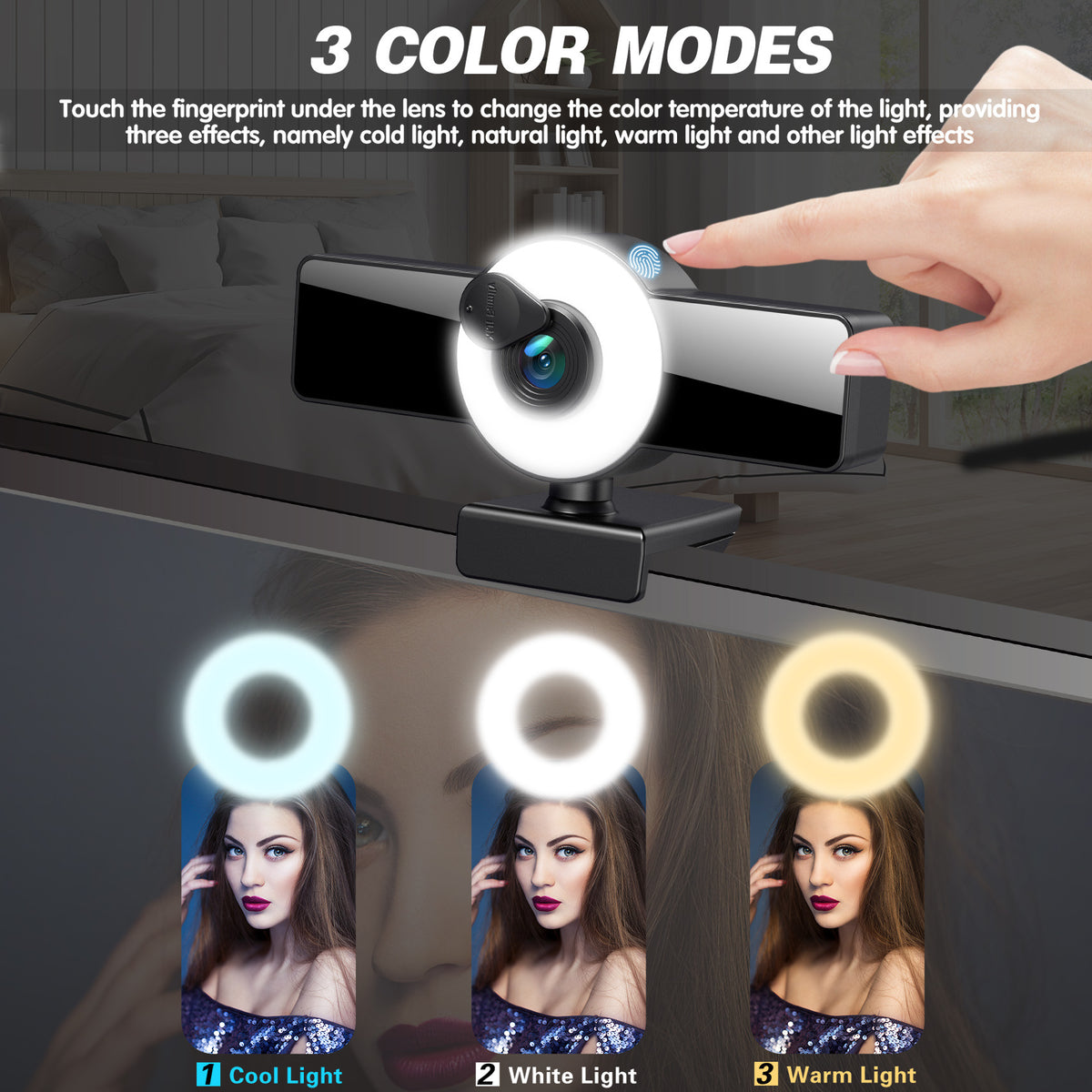 4K Autofocus Webcam with Fill Light — HD Streaming & Video Calls
