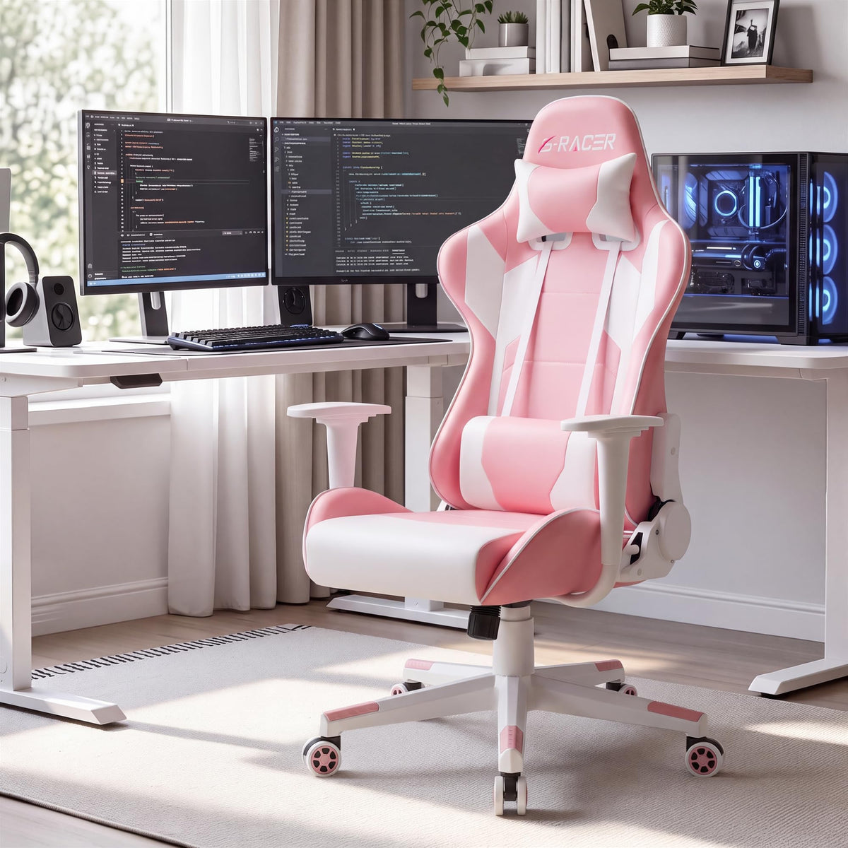 Homall Gaming Chair, Ergonomic Faux Leather High Back Office Chair, White