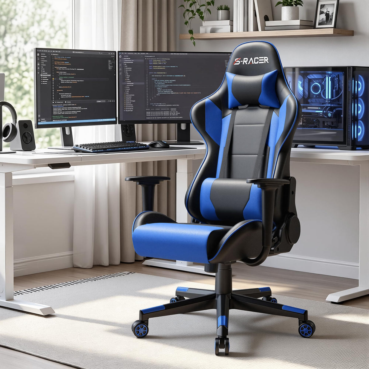 Homall Gaming Chair, Ergonomic Faux Leather High Back Office Chair, White
